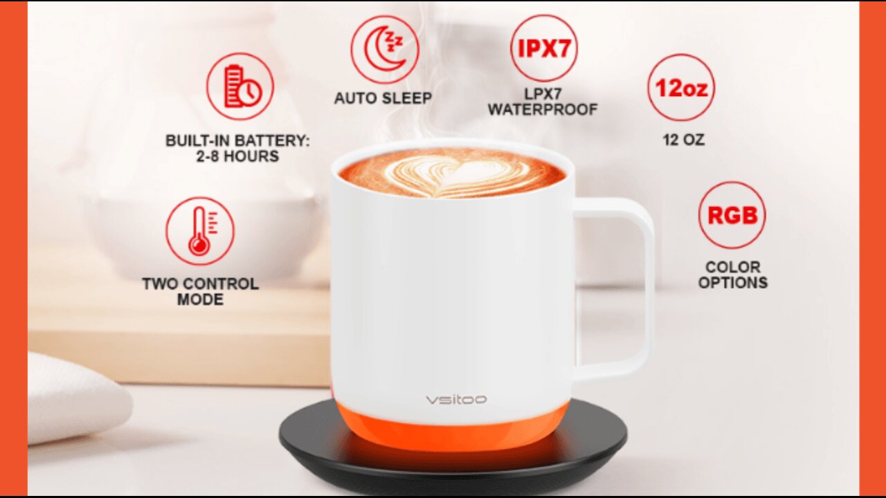 Vsitoo S6 Plus Smart Mug,Self Heating,Emperature Control Heated Coffee