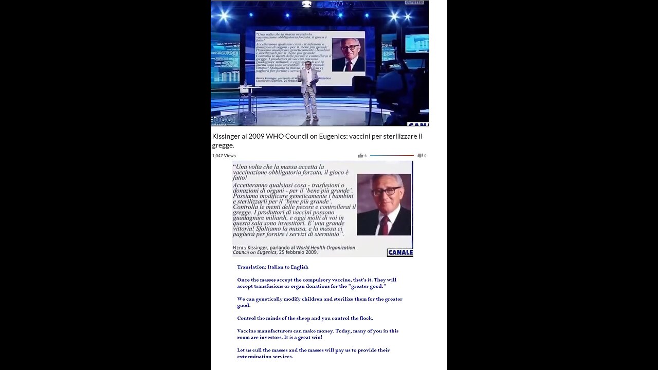 Italian News Warned Us About Kissinger's Depopulation Plan