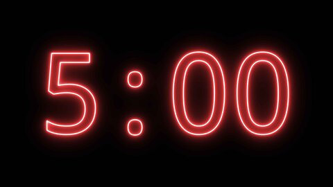 A simple red neon five minute countdown timer