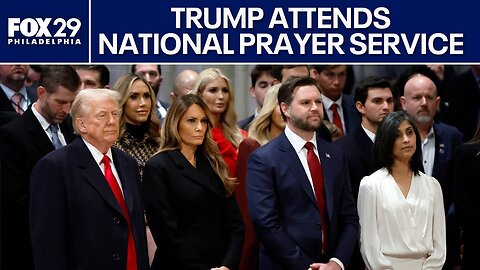 President Donald Trump attends a national prayer service