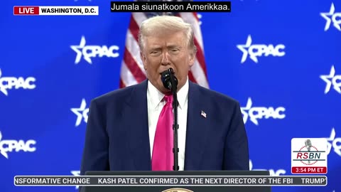 Suomennettu: FULL SPEECH： President Donald J. Trump CPAC 2025 - 2⧸22⧸25