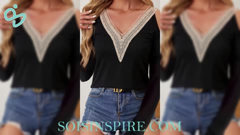 V-Neck Cold Shoulder Long Sleeve T-Shirt