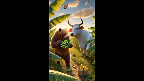 Beautiful story of a cow 🐄 and a bear 🐻 #moralstory #viralshort #animals