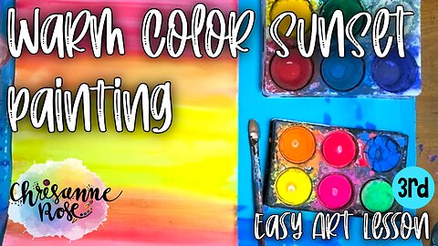 Warm Color Sunset Painting for Hokusai Wave Painting - Easy Art Lesson for Homeschools & Classrooms