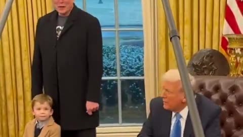 President Trump, ElonMusk , and little X in the Oval Office 🇺🇸