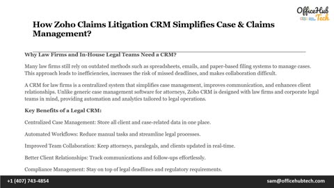 How Zoho In-House Legal CRM Streamlines Internal Case Management ?