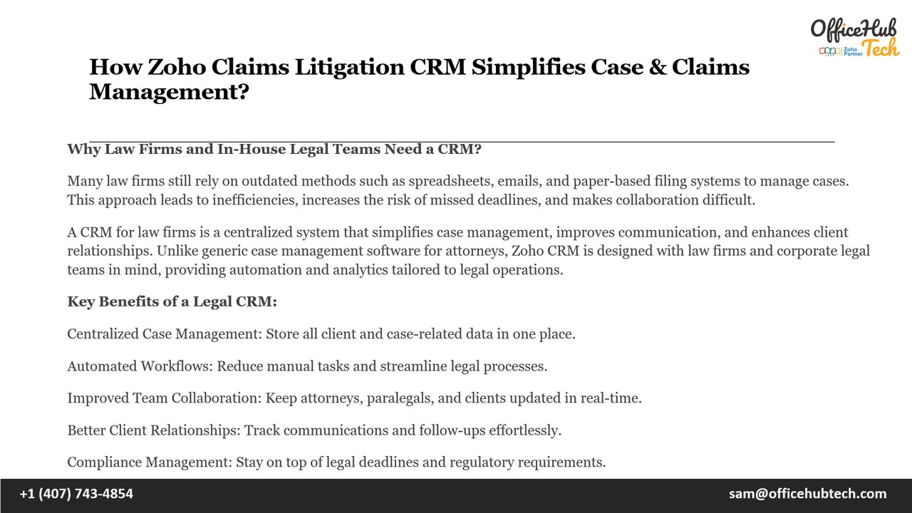 How Zoho In-House Legal CRM Streamlines Internal Case Management ?