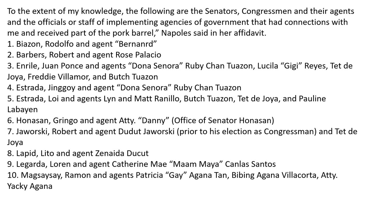 20 senators, 100 congressmen named on Napoles’ long list