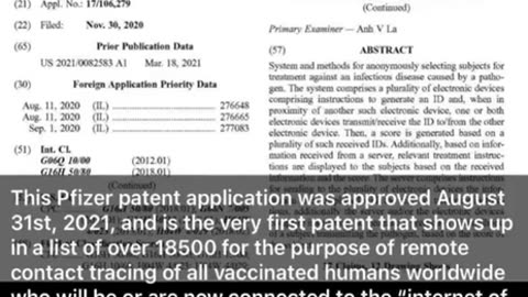 filed a patent in 2021 for the remote tracking of all vaccinated people worldwide.