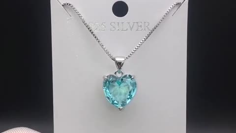 Silver 925 Jewelry Heart Shaped Sapphire Gemstone Pendant for $0.99