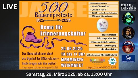 💥📢LIVE aus Memmingen - 500 Jahre Bauernproteste, Demo für Erinnerungskultur💥