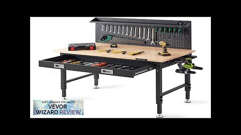 VEVOR Workbench Adjustable Height 28-39.5" Work Bench For Garage Oak Plank Review