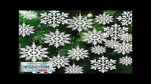 36 Pack White Snowflake Ornaments Plastic Glitter Snow Flakes Ornaments for Winter Review