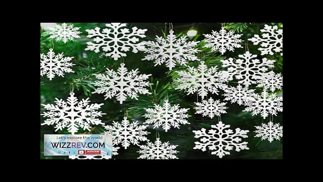 36 Pack White Snowflake Ornaments Plastic Glitter Snow Flakes Ornaments for Winter Review