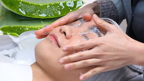 ASMR 중국 생 알로에 피부관리