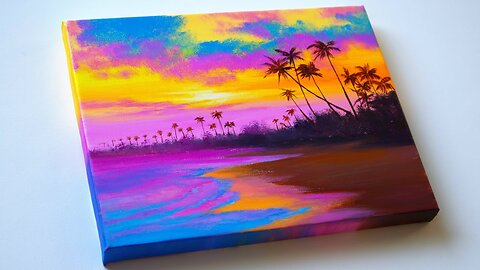 Fantasy Beach Painting _ Pink Beach Acrylic Painting