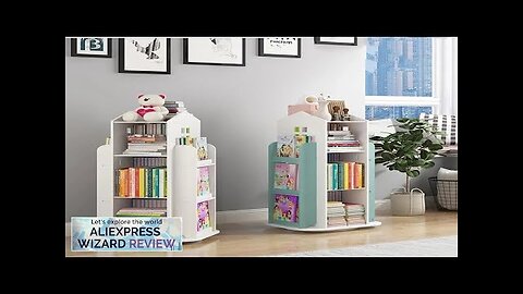 Children's Bookshelf 360° Rotating Cartoon Books Rack Floor Simple Child Book Shelf Review