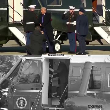 Trump and Biden exiting Marine One. Spot the difference.