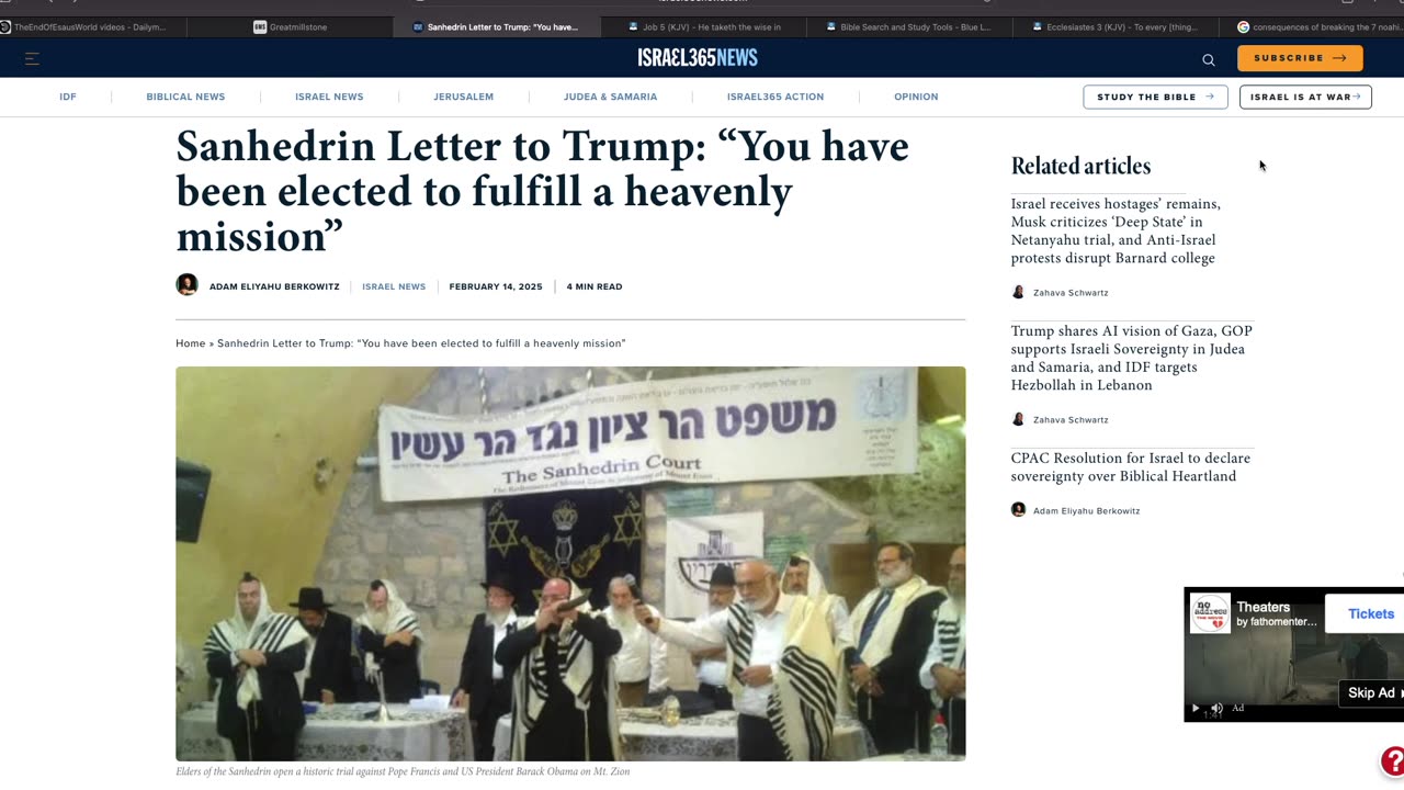 Sanhedrin's Letter to Trump!!! "Establish Divine International Court"