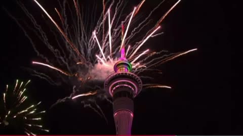 New Zealand welcomes in 2025 with fireworks from the Auckland sky tower