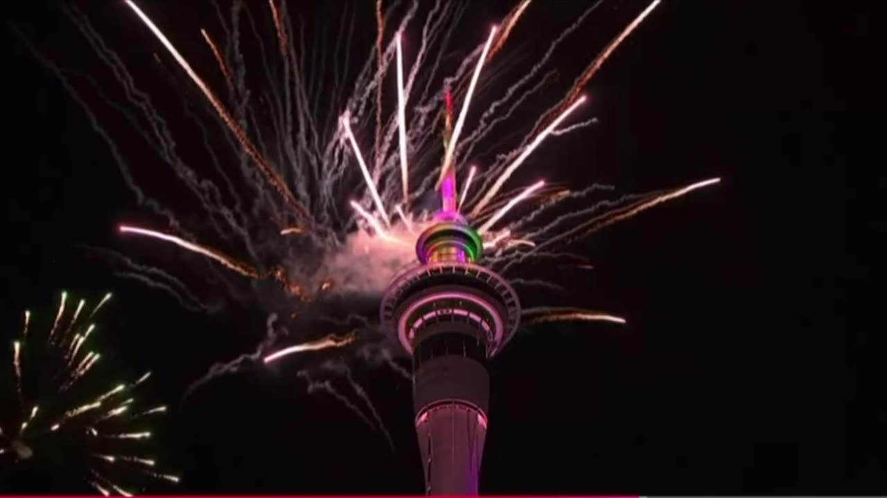 New Zealand welcomes in 2025 with fireworks from the Auckland sky tower