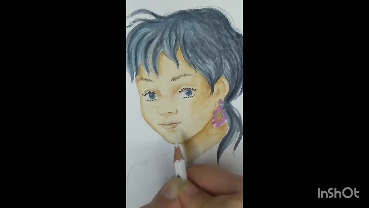 Watercolour Girl portrait