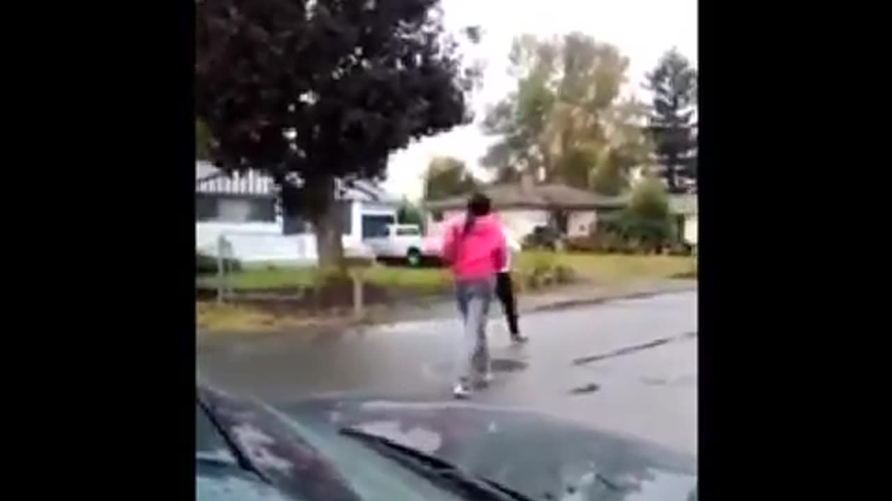 It's Always The One Talking The Most: Girl Rolls Up To Someone's House For A Fight But Gets Beat