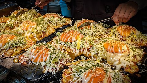 Japanese Interesting Food! Okonomiyaki Making Videos Compilation