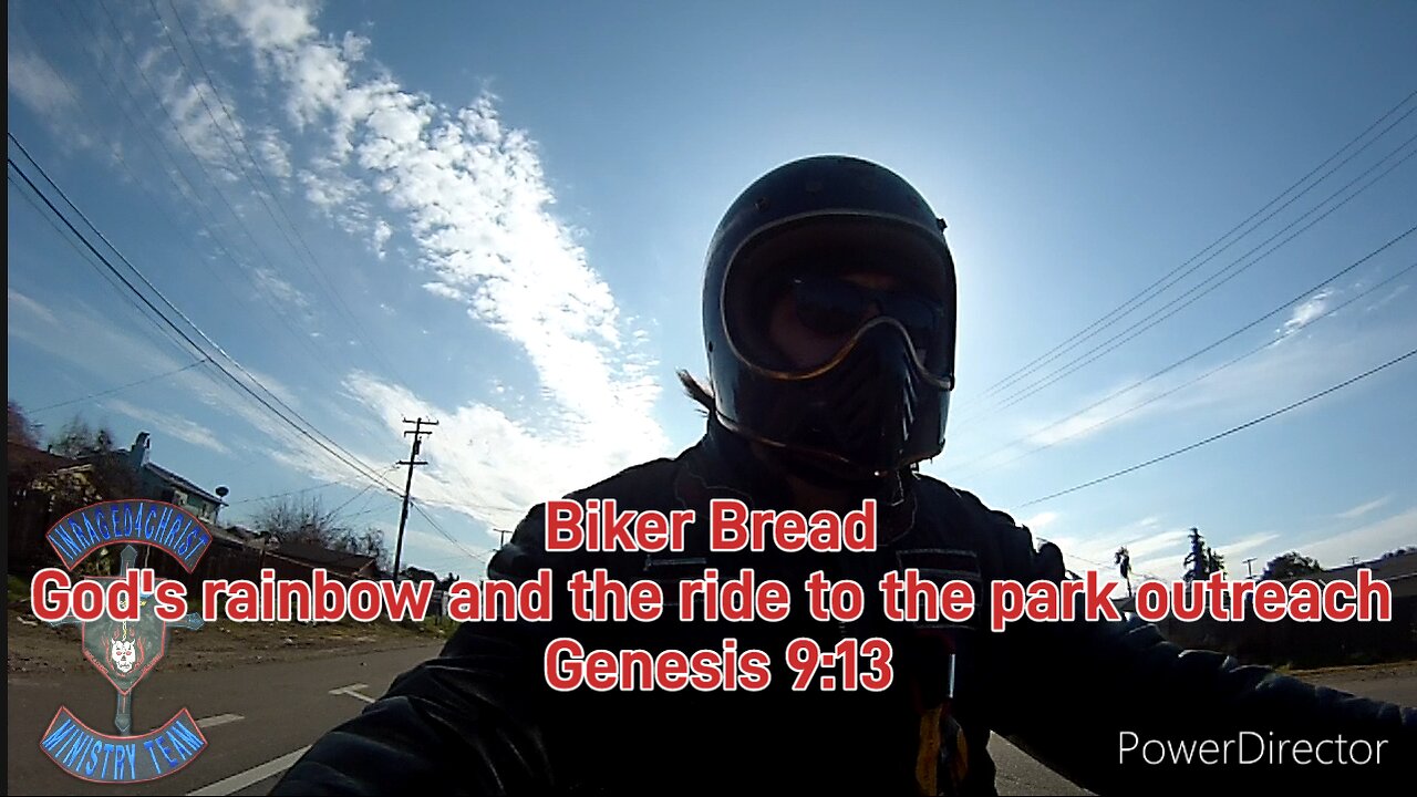 Biker Bread God's rainbow and the ride to the park outreach Genesis 9:13