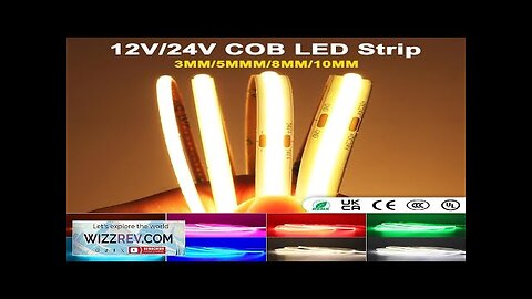 12V/24V COB LED Strip Red/Yellow/Green/Pink/Blue/Cool Blue/Warm/Natural/Cool White High Review