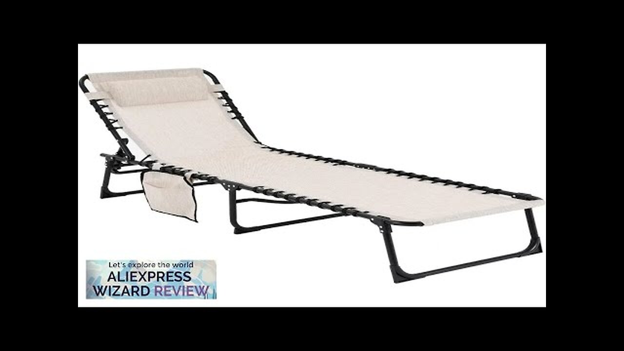 4-Fold Patio Chaise Lounge Chair for Outdoor with Detachable Pocket and Pillow Review