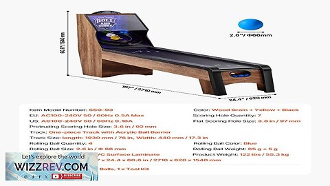 9 ft Roll & Score Arcade Game Table LED Electronic Scorer Home