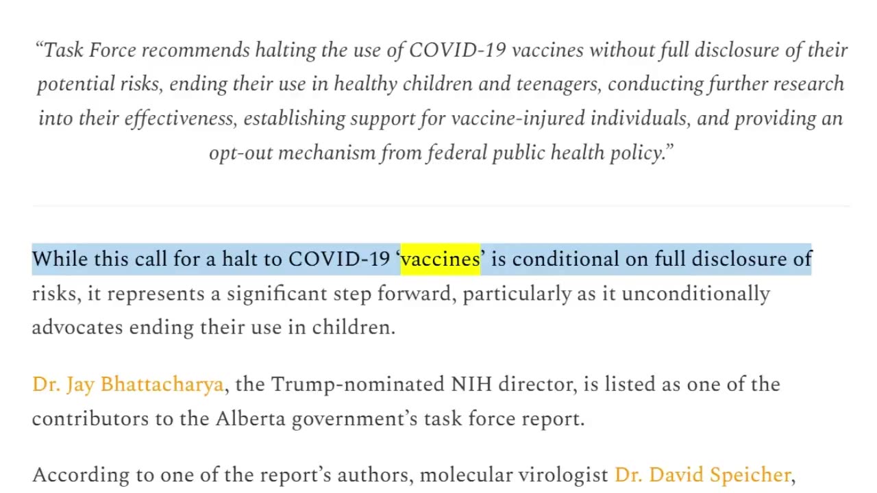 "BREAKING - Massive Alberta Government Task Force Report Calls for Halt to COVID-19 ‘Vaccines