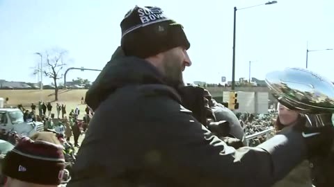 Nick Sirianni celebrating at the Eagles' Super Bowl parade! 💪