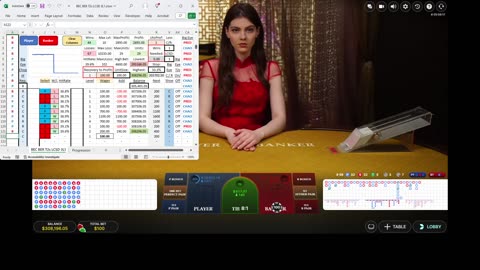 Live Baccarat - 52 units in 80 minutes with 45.8% hit rate and 102 unit drawdown