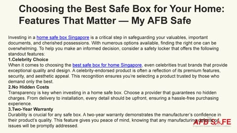 Choosing the Best Safe Box for Your Home: Features That Matter — My AFB Safe