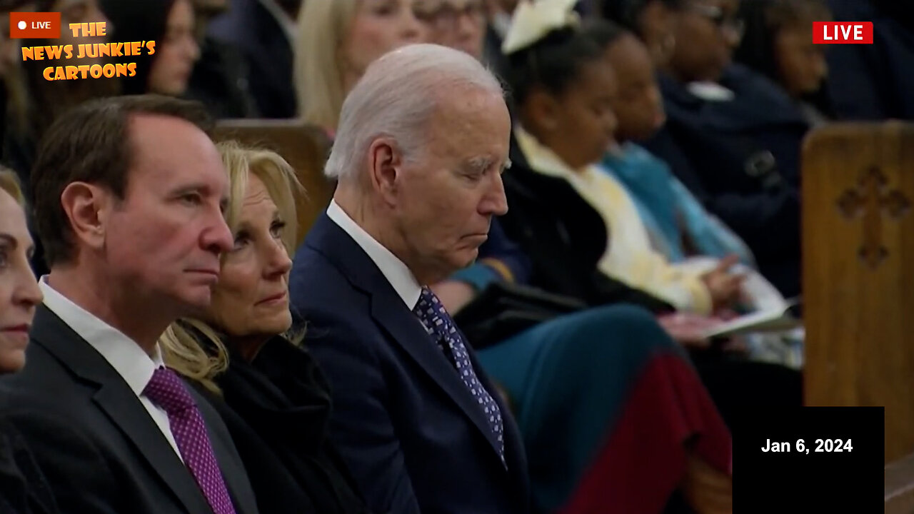 12 days to go: While everyone else looks alert, Creepy Joe drifts off into slumber during service for victims of New Orleans terror attack.