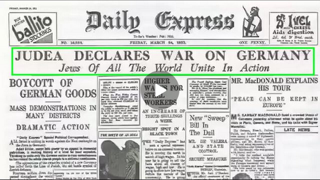 1933 Judea Declares War On Germany