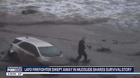 LAFD firefighter recalls escaping car swept into ocean by mudslide