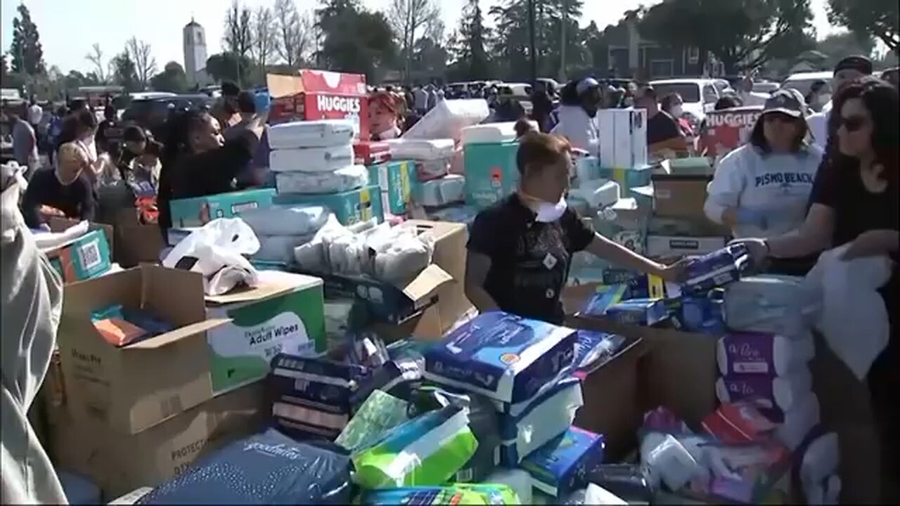 Volunteers at donation centers help those affected by California wildfires