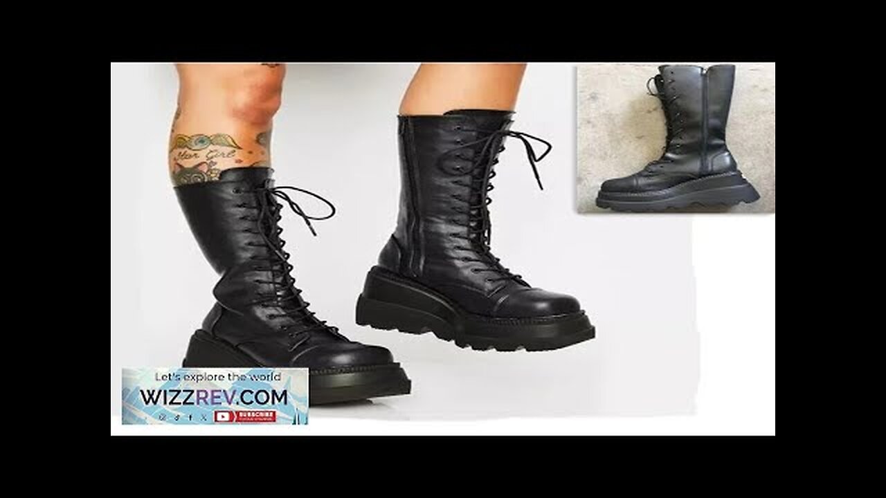 Punk Women Platform Boots Elastic Microfiber Chunky Heel Mid-calf Ladies Boots 2024 Review