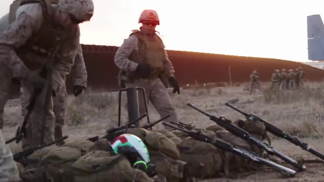 US Marines arrive at the southern border to assist in securing and holding the line.