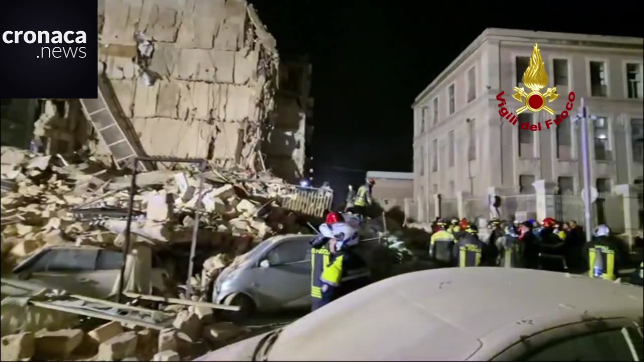 Bari: crolla edificio in via De Amicis, video diffuso dai Vigili del Fuoco