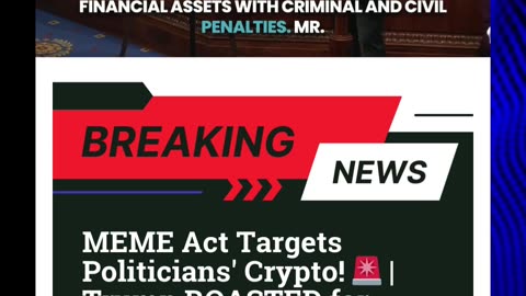 MEME Act Targets Politicians' Crypto! 🚨 | Trump ROASTED for $TRUMP Coin on a Political Stage!