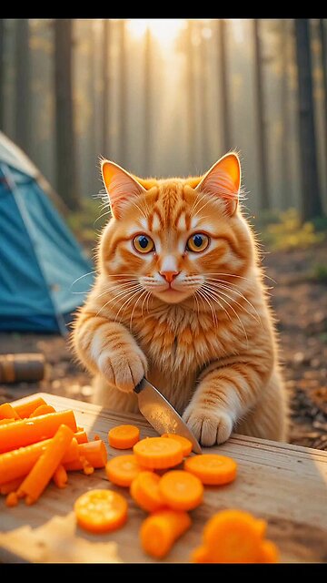 Cute Cat is Cutting 🥕 Carrot . #Cats #catsoftiktok #growmyaccount #unfreezemyaccount