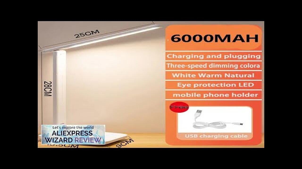 6000mAh Chargeable LED Table Lamp USB 3 Color Stepless Dimmable Desk Lamp Review