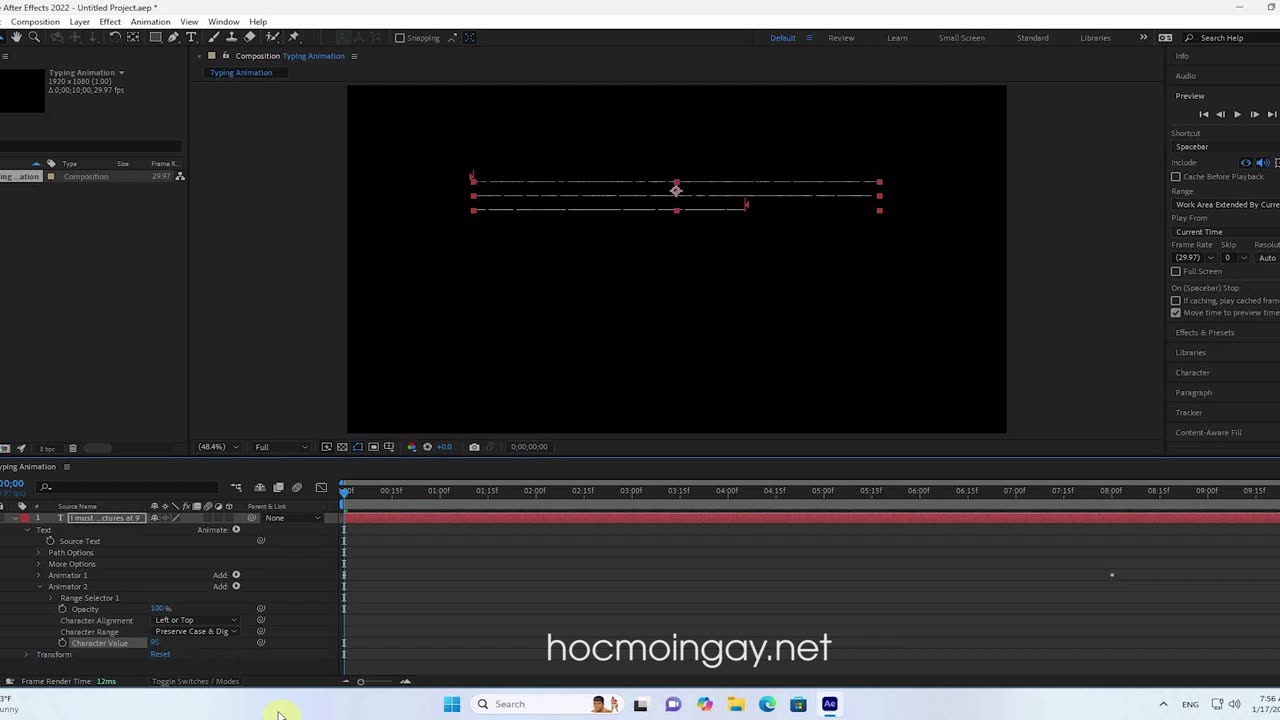 Typing Animation - Hướng dẫn tạo hiệu ứng đánh máy chữ trong After Effects.