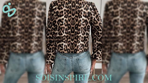 Tied Leopard Round Neck Long Sleeve Top