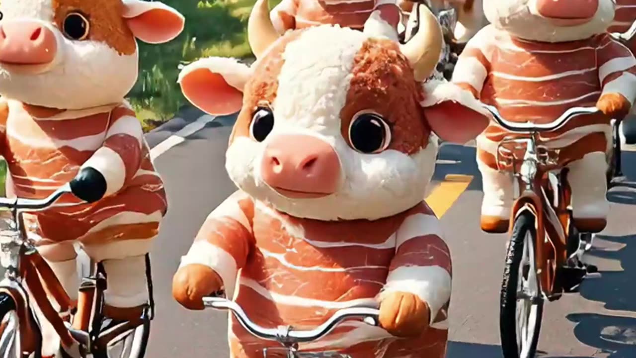 Pork belly mouse orange rabbit pork belly cow strawberry dog go on a bike trip together