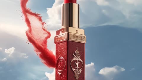 A high-detail surreal shot of a luxury red lipsti